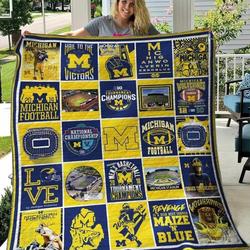 Michigan Wolverines Ver1 Blanket Th1507 Quilt and Home Decor