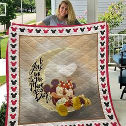 Mickey And Minnie I Love You To The Moon And Back Quilt Blanket and Home Decor