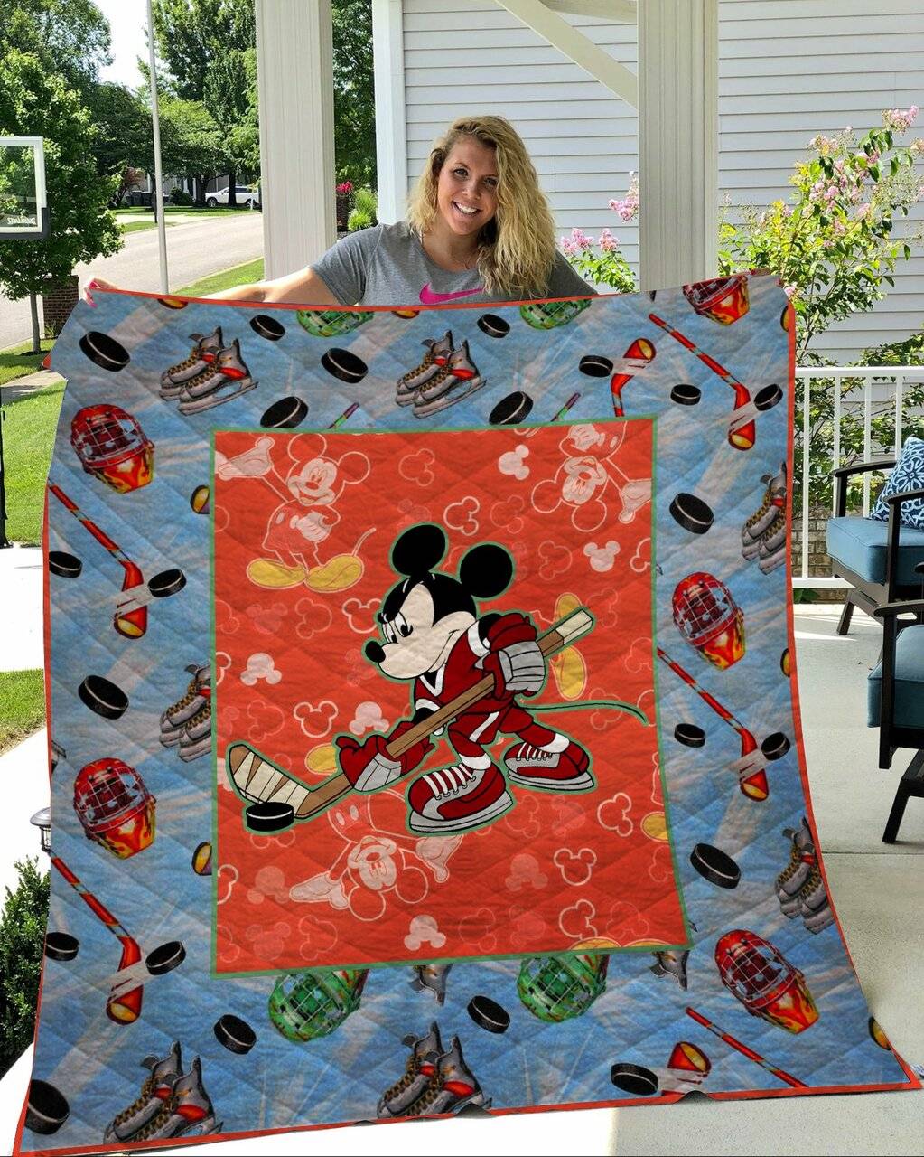 Mickey Hockey Play Quilt Quilt and Home Decor