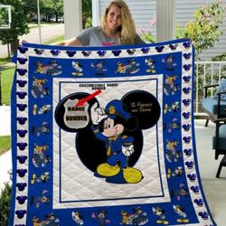 Mickey Mouse Police Customizable Badge Number Quilt Blanket and Home Decor