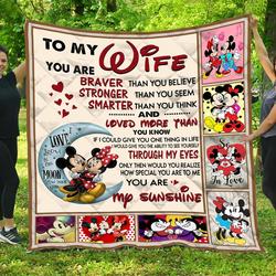 Mickey Mouse  To My Wife Quilt Blanket and Home Decor