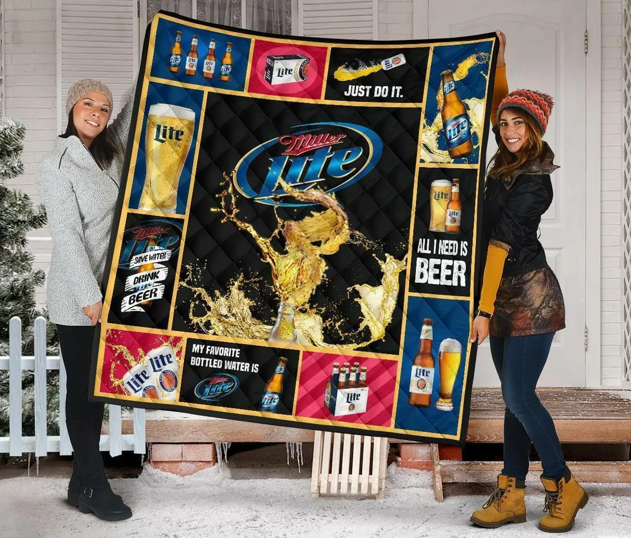 Miller Lite All I Need Is Beer Gift Idea Quilt and Home Decor