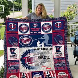 Minnesota Twins  To My Daughter  Love Mom Quilt and Home Decor