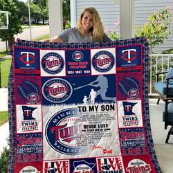 Minnesota Twins  To My Son  Love Dad Quilt and Home Decor