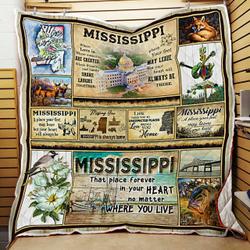 Mississippi That Place Forever In Your Heart Quilt Blanket and Home Decor