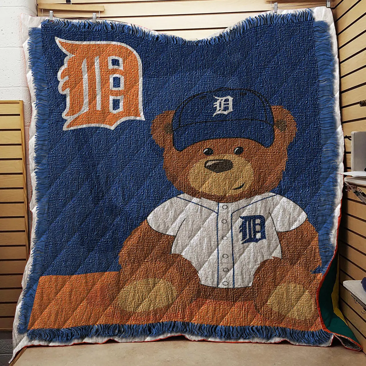 Mlb Field Bear Baby Woven Jacquard Throw Quilt and Home Decor