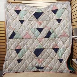 Mod Triangles  Navy Blush Mint Throw Quilt Blanket and Home Decor