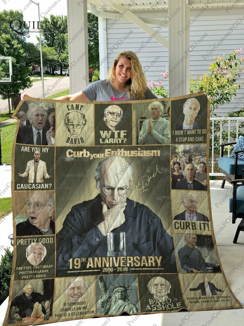 Mofi Curb Your Enthusiasm Quilt Blanket Ver 1 and Home Decor