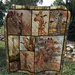 Mom And Giraffe Quilt Design By Exrain and Home Decor