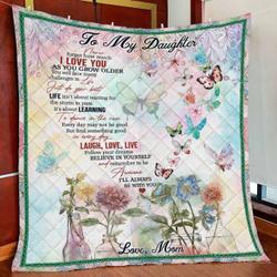 Mom To Daughter Butterfly Quilt Blanket and Home Decor