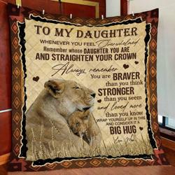 Mom To Daughter Lion Quilt Blanket and Home Decor