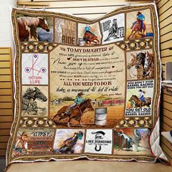Mom To Daughter, Take A Moment & Let It Ride, Barrel Racing Quilt Blanket and Home Decor