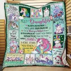 Mom To Daughter, Unicorn Quilt Blanket and Home Decor