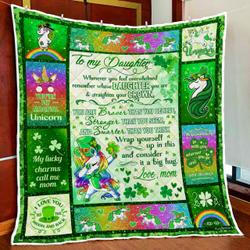 Mom To Daughter Unicorn Saint PatrickS Day Quilt Blanket and Home Decor