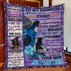 Mom To Daughter, Witch Girl Quilt Blanket and Home Decor