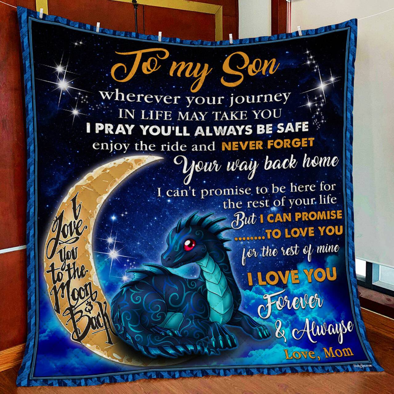 Mom To Son Dragon Quilt Blanket and Home Decor