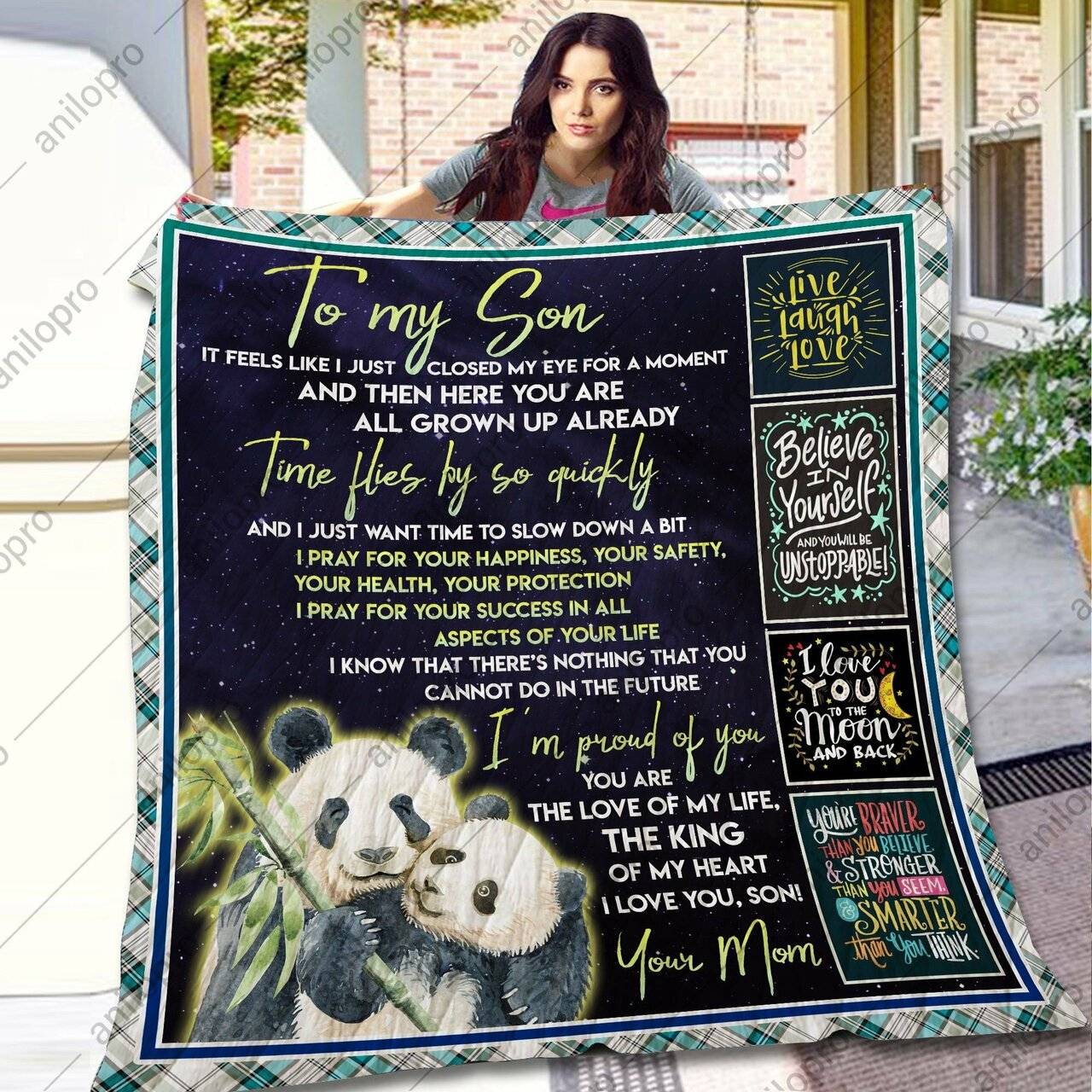 Mom To Son I Just Want Time To Slow Down A Bit Quilt Blanket Dhc04012084Td and Home Decor