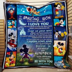 Mom To Son Learning To Dance In The Rain Mickey Bt Quilt and Home Decor