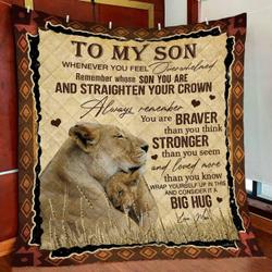 Mom To Son Lion Quilt Blanket and Home Decor