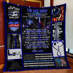 Mom To Son Police Officer Quilt Blanket and Home Decor
