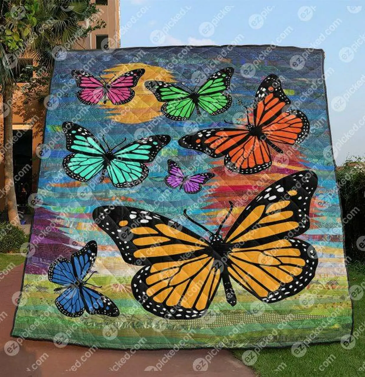 Monarch Butterfly Quilt Blanket Vq06 Quilt and Home Decor