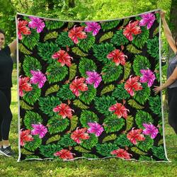 Monstera Hibiscus Hawaii Cl17100380Mdq Quilt Blanket and Home Decor