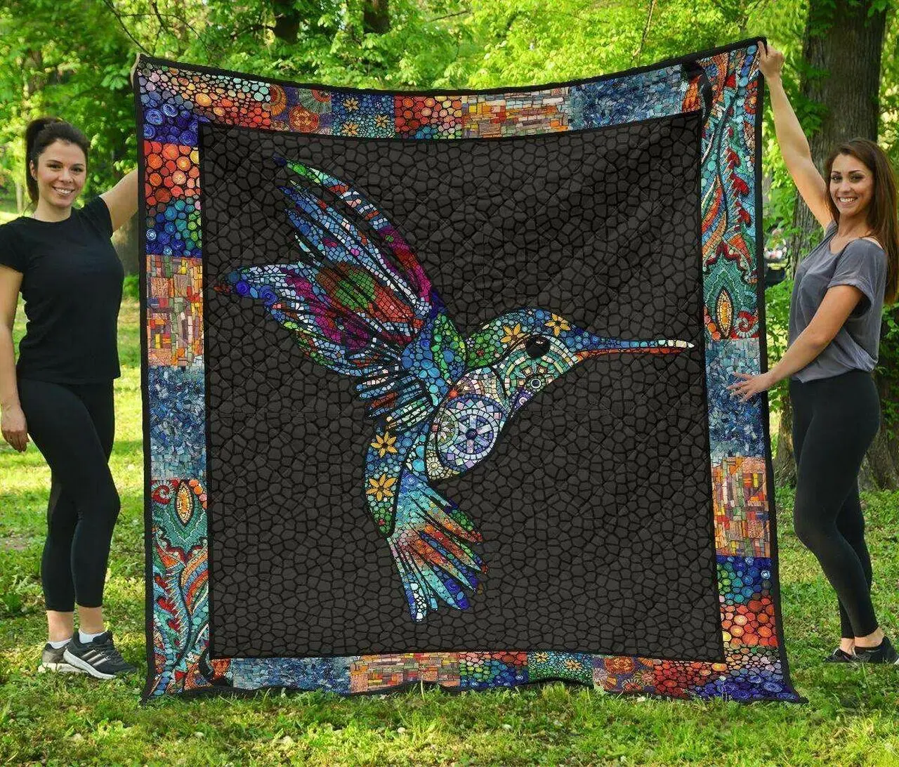 Mosaic Hummingbird Ah Quilt Derqol and Home Decor