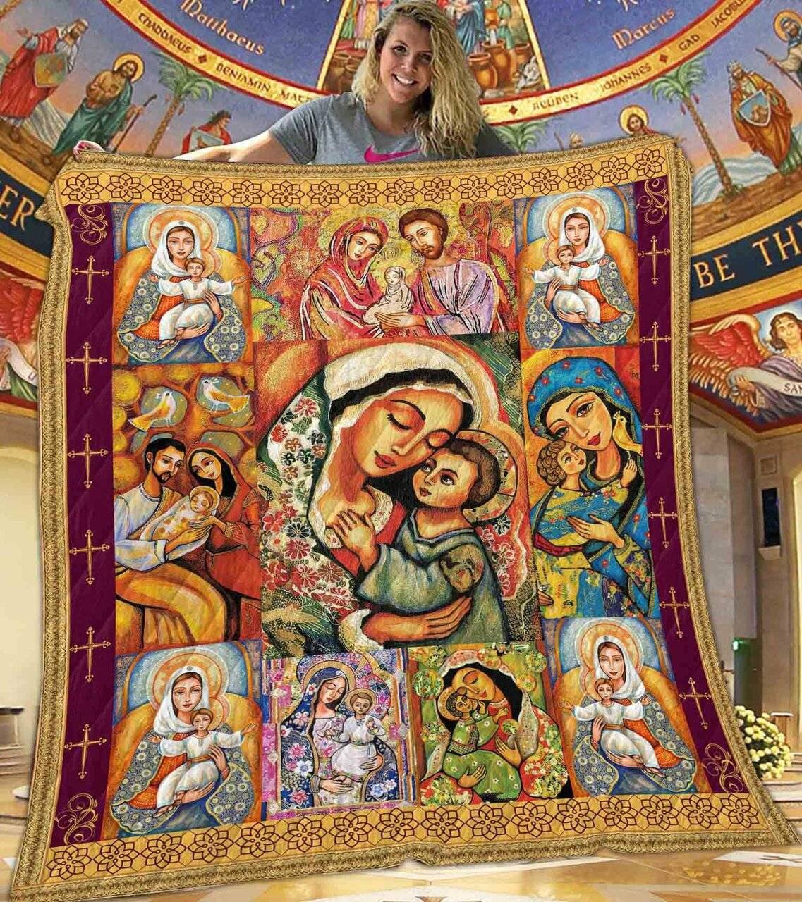 Mother Mary And Jesus Quilt Blanket Dhc1401876Vt and Home Decor