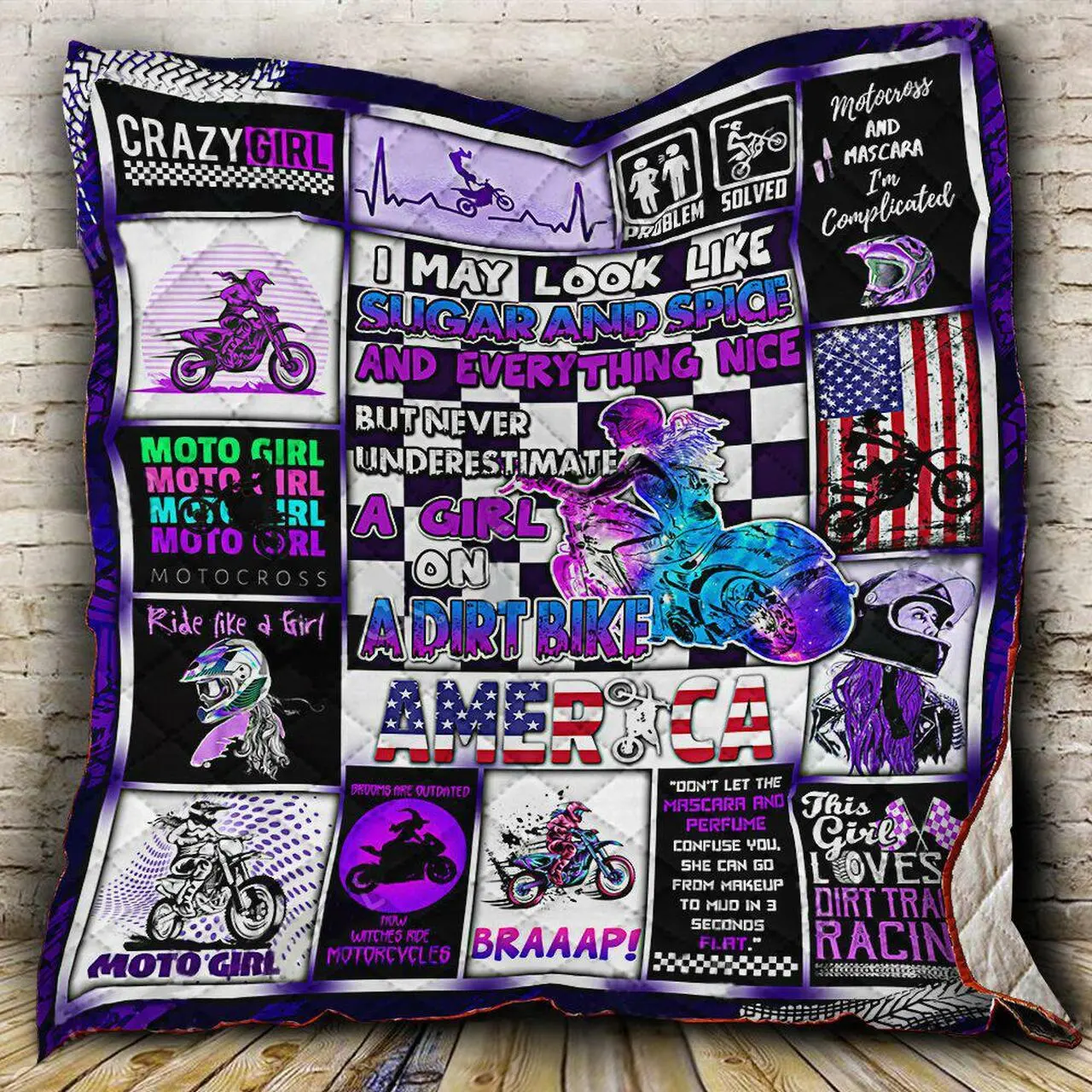 Motocross Girl Quilt M0608-4 Quilt and Home Decor