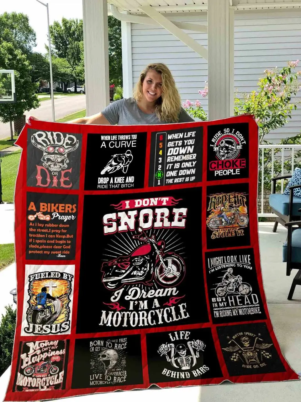 Motorcycles Printed Quilt Blanket Dhc1501580Vt and Home Decor
