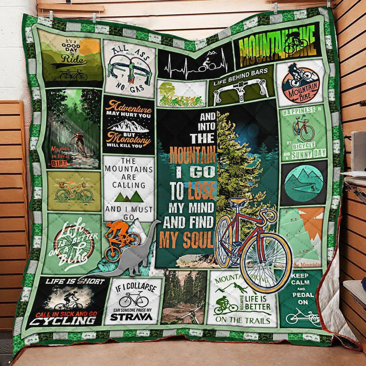 Mountain Biking Quilt X0708-16 Quilt and Home Decor