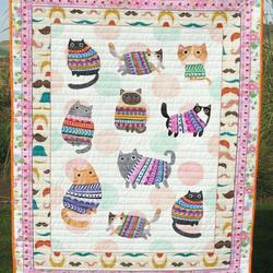Mustache Babies Cat Clt190664 Quilt Blanket and Home Decor
