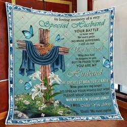 My Angel Husband Christian Cross Quilt Blanket and Home Decor
