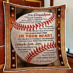 My Baseball Grandson, Grandma Quilt Blanket and Home Decor