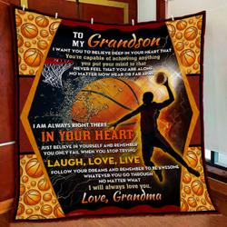 My Basketball Grandson, Love Grandma Quilt Blanket and Home Decor