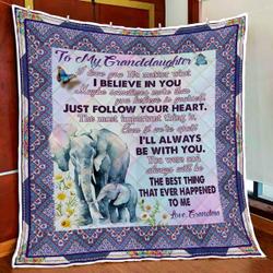 My Beautiful Elephant Granddaughter Quilt Blanket and Home Decor