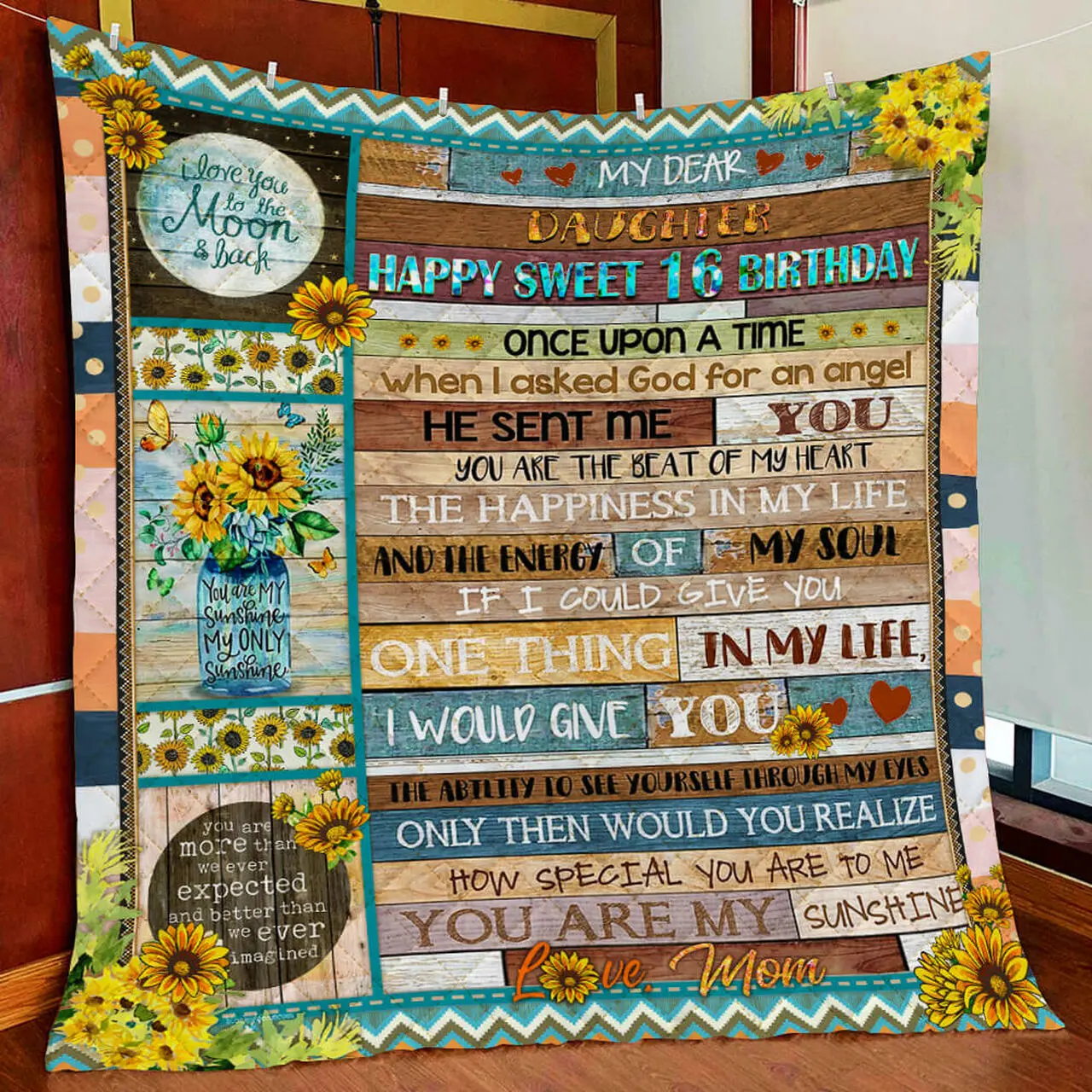 My Daughter, Happy Sweet 16 Birthday Quilt Blanket and Home Decor