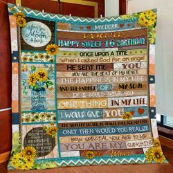 My Daughter, Happy Sweet 16 Birthday Quilt Blanket and Home Decor