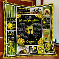 My Granddaughter, Follow Your Dreams Believe In Yourself, Love Grammie, Softball Quilt Blanket and Home Decor