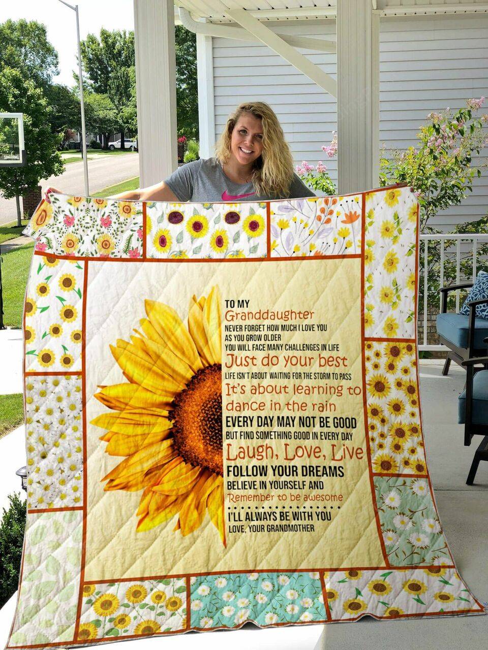 My Granddaughter I Love You Quilt Blanket and Home Decor