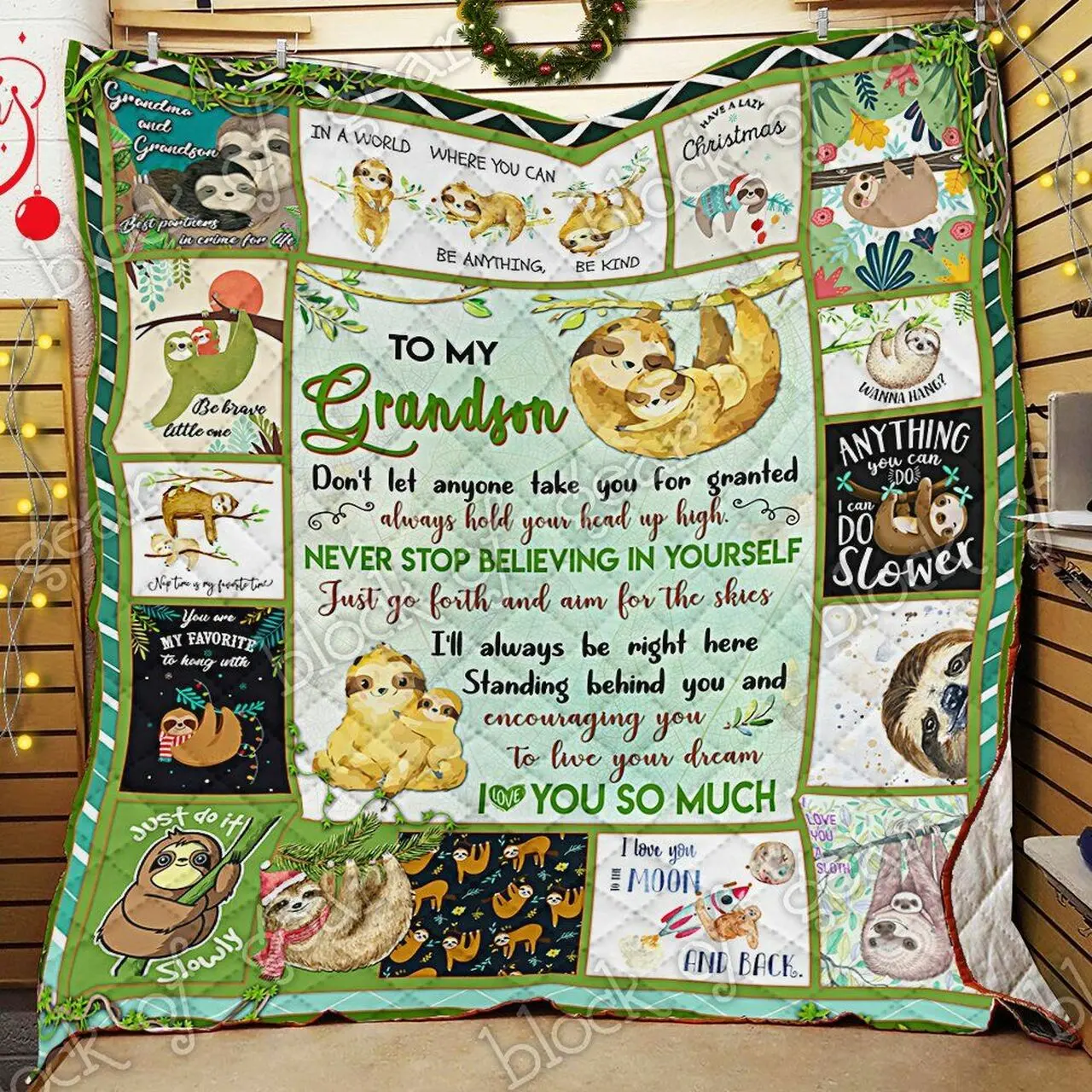 My Grandson I Love You A Sloth Grandma Cl22100374Mdq Quilt Blanket and Home Decor