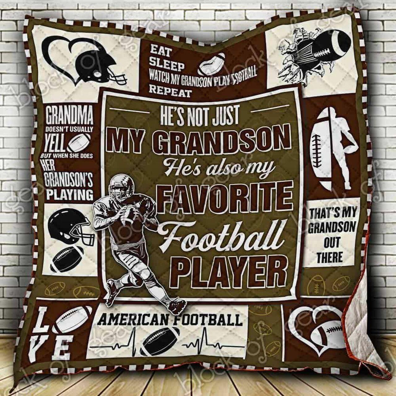 My Grandson My Favorite Football Player Jk Quilt My and Home Decor
