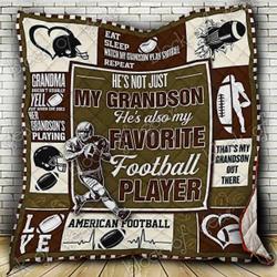 My Grandson My Favorite Football Player Jk Quilt My and Home Decor
