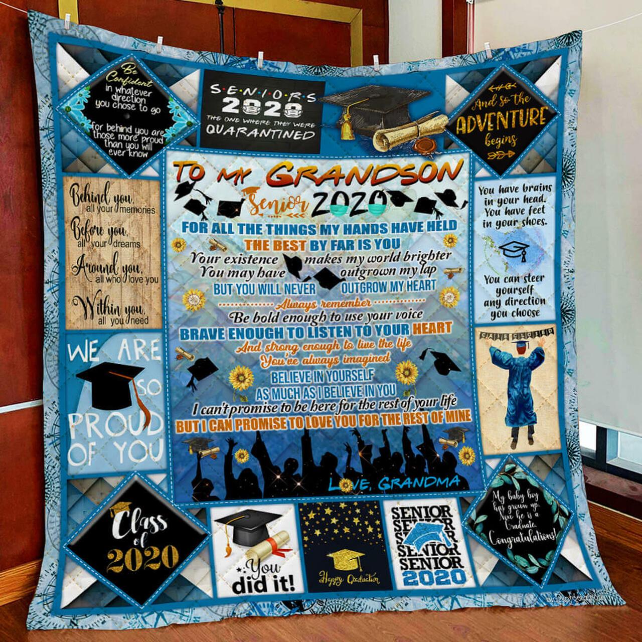 My Grandson Senior 2020, Believe In Yourself Quilt Blanket and Home Decor