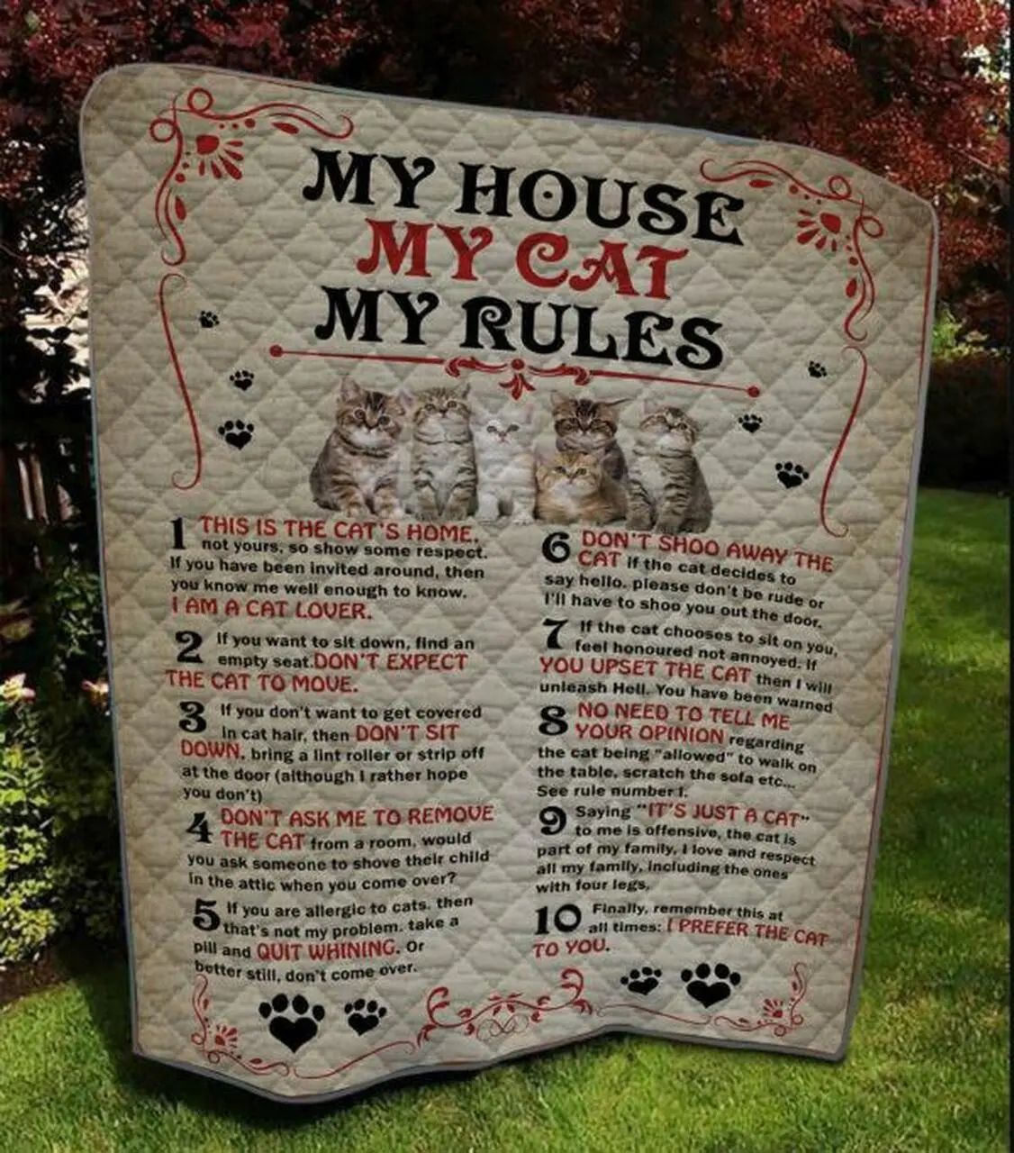 My House My Cat My Rules Quilt Blanket Quilt and Home Decor