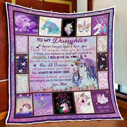 My Magical Unicorn Daughter, Love Mom Quilt Blanket and Home Decor