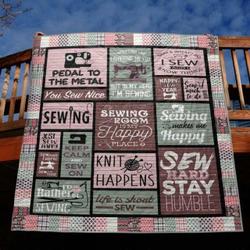 My Sewing Room Is My Happy Place Quilt Blanket Th19  Quilt and Home Decor