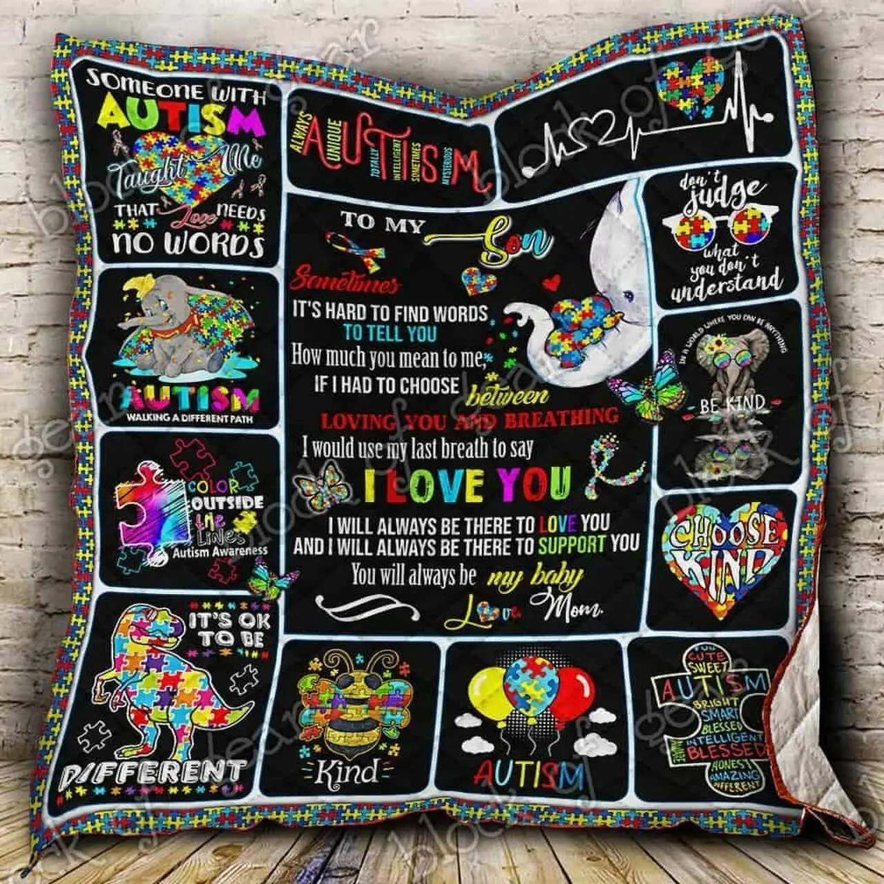 My Son, Autism Hur Quilt Cysisg and Home Decor