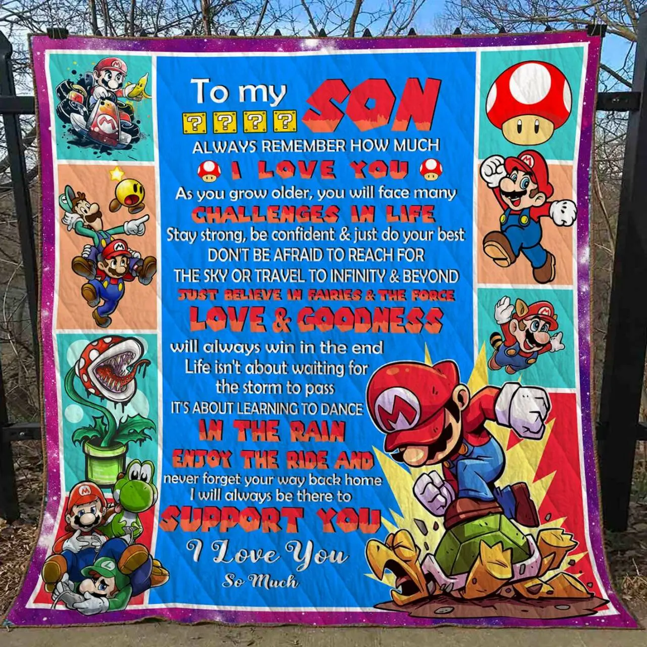 My Son I Will Always Be There To Support You Mario Quilt Bt and Home Decor