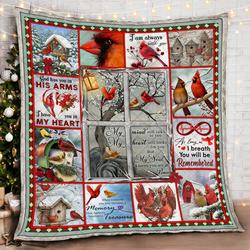My Soul Knows You Are At Peace Cardinal Memory Sign Quilt Blanket and Home Decor